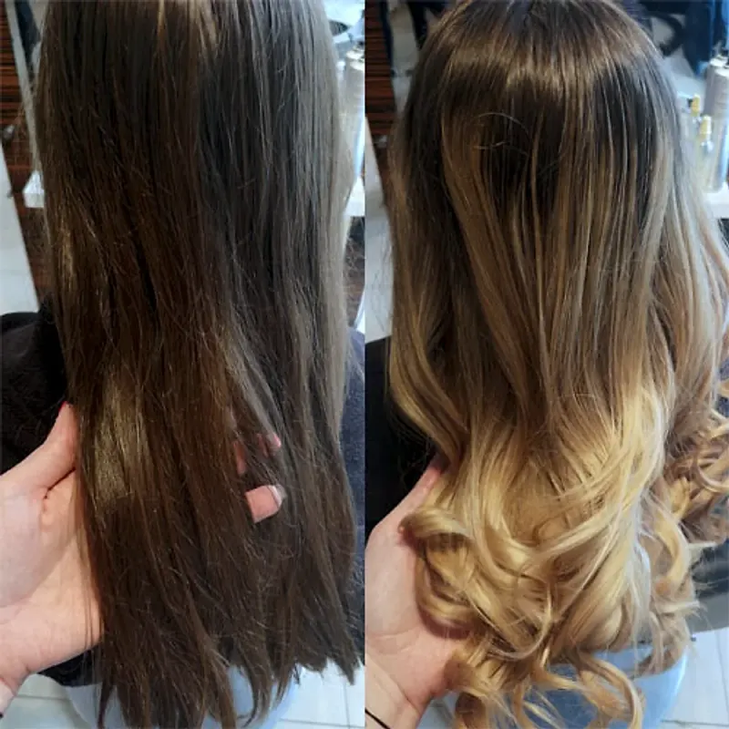 Balayage im Vorher-nachher-Vergleich